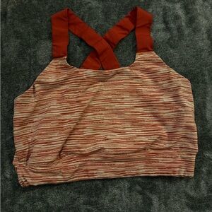 ZELOS Red and Pink Striped Activewear Top